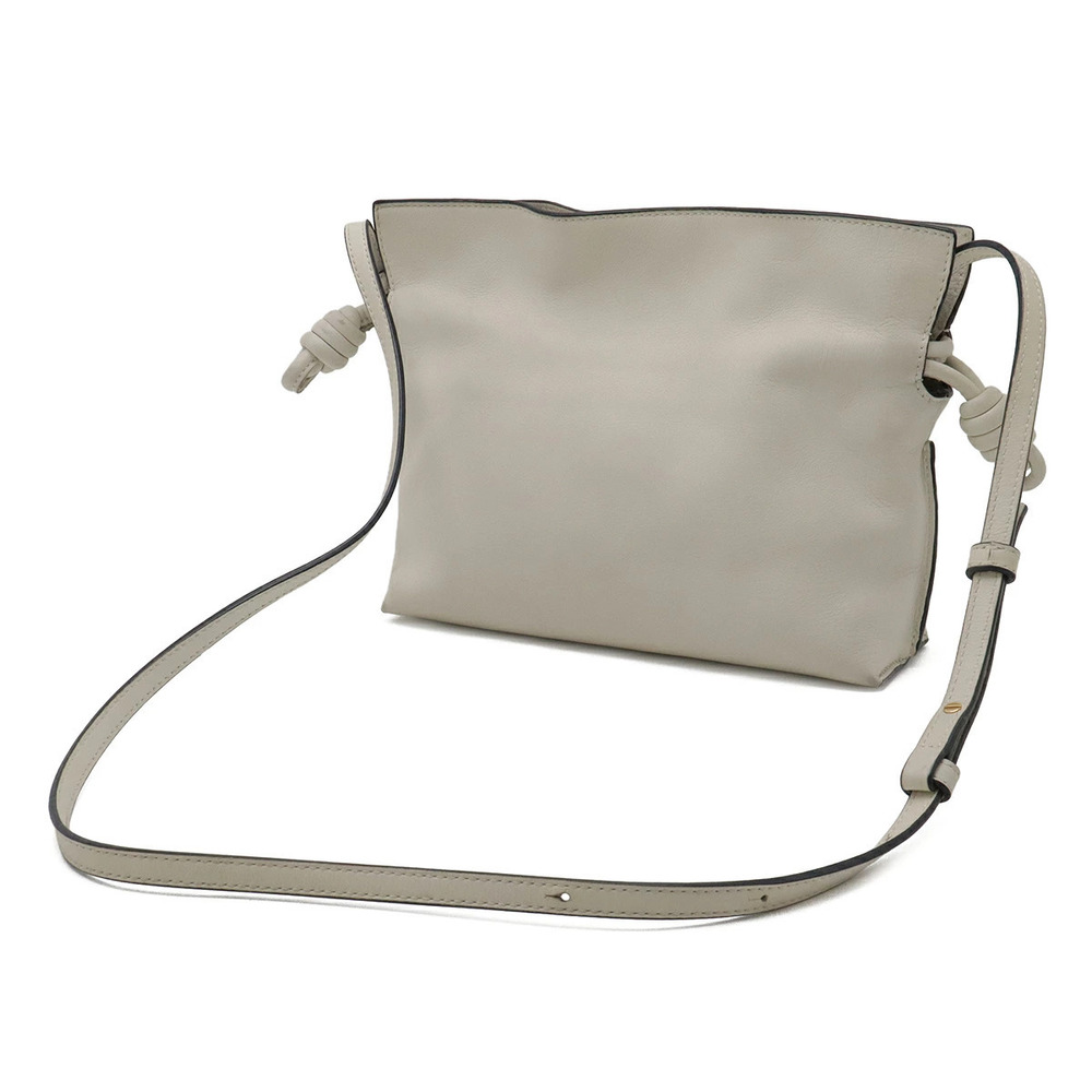 Loewe Shoulder Anagram Flamenco Leather Ivory Clutch Drawstring White Bag White
